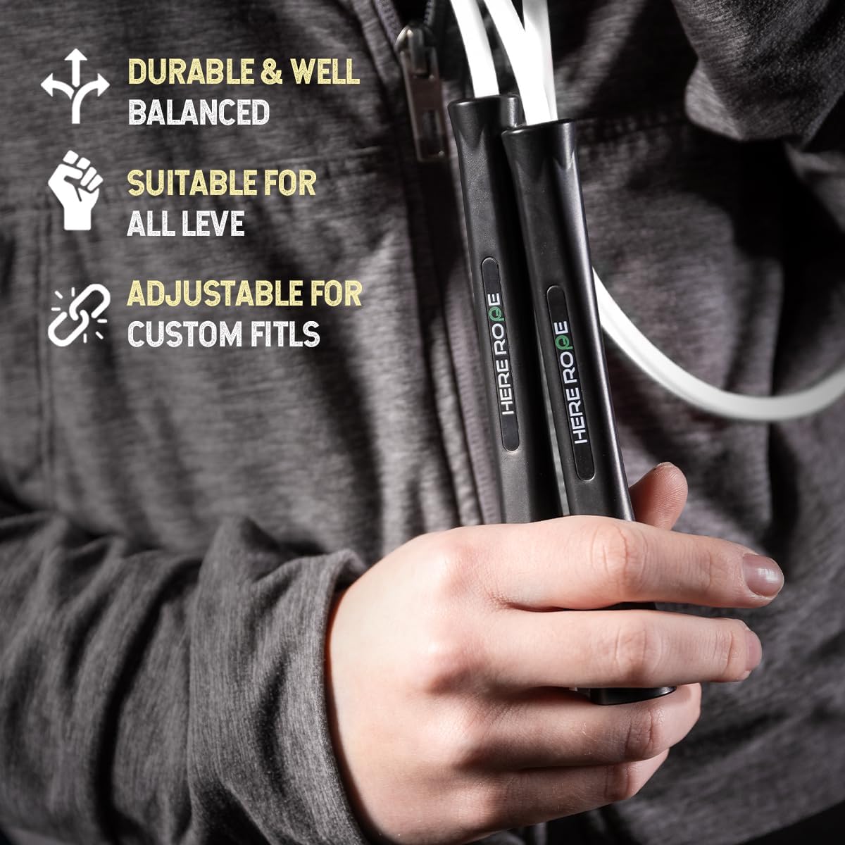 6mm Adjustable Boxing Jump Rope With Inner String Cord, Unbreakable Handles, Hererope Durable Non-Kinking PVC Jump Ropes for Men Women, Exercise Fitness, Indoor Outdoor Use
