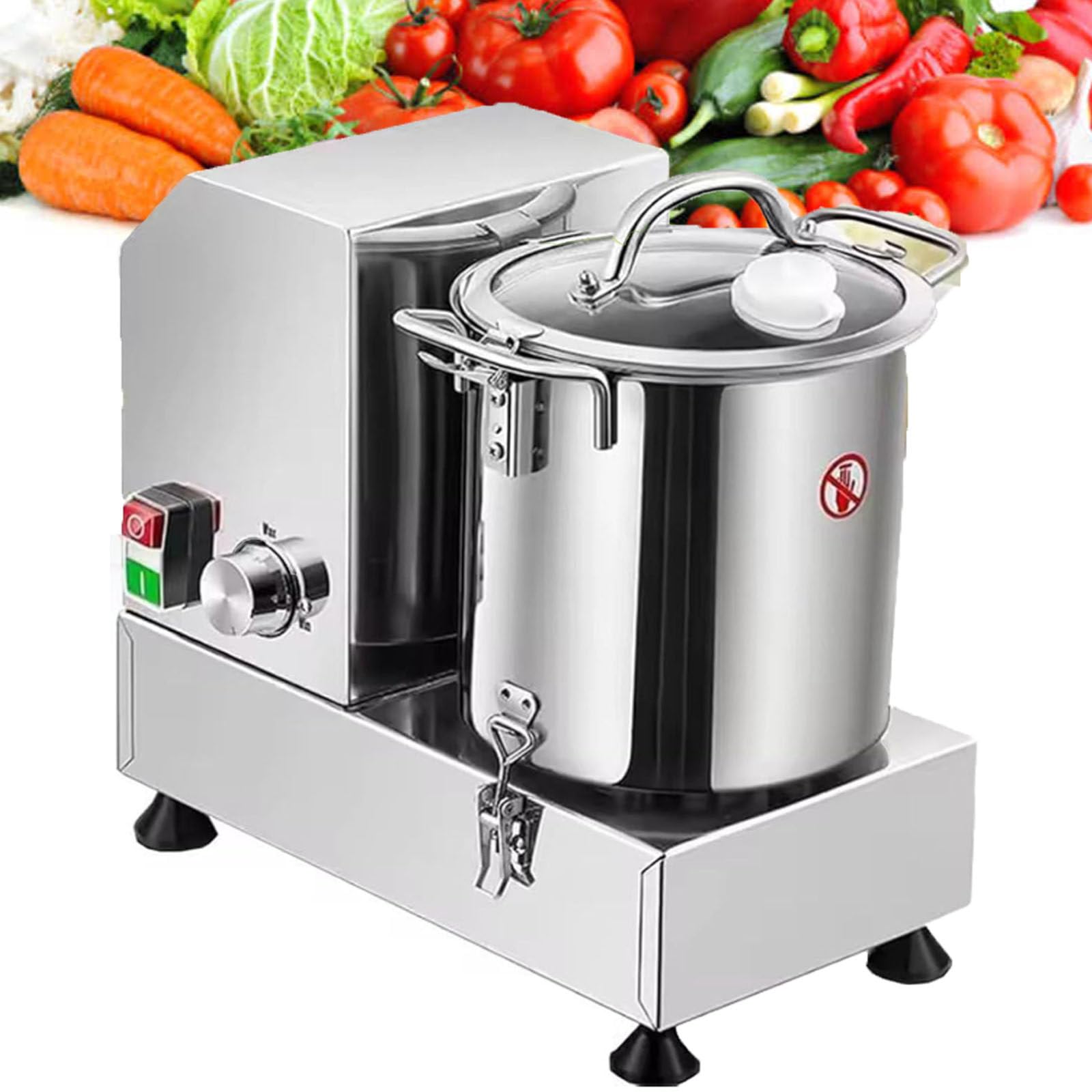 Robot culinaire professionnel, robot culinaire en acier inoxydable, hachoir à légumes électrique robuste avec contrôle de vitesse variable, capacité de 6/9/15 L, pour cuisines et restaurants,6L