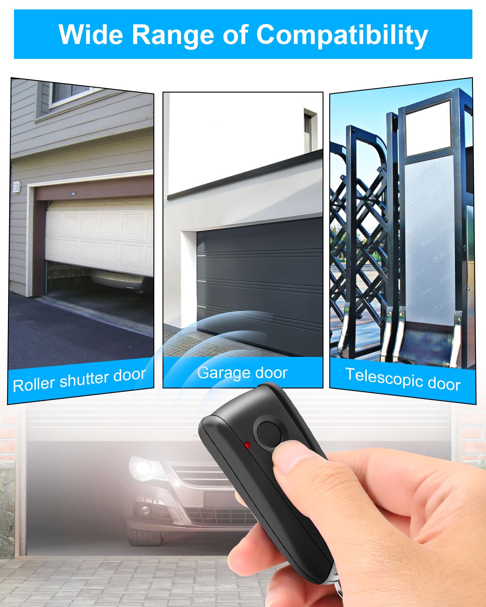 Telecommande Portail pour S449 QZ2, S449 QZ1, 433.92 MHz, 2 Canaux, TXQ4492P0, Télécommande de Portail pour Porte de Garage (1)