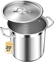 Vista 9 de Olla de Acero Inoxidable con Tapa – 24 Cuartos (6 Galones) Olla de Cocina Resistente para Sopa, Guiso, Pasta – Uso Comercial y Doméstico, Fácil