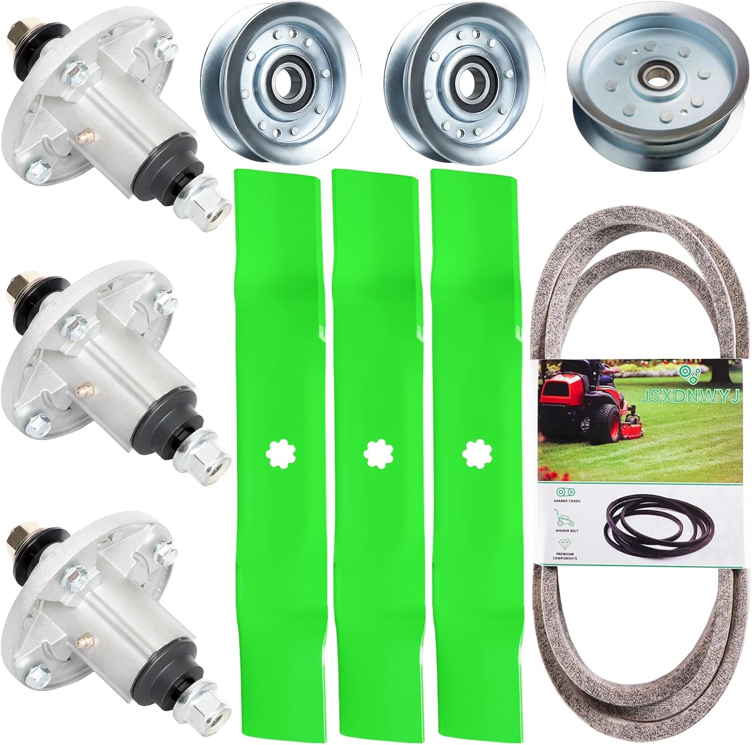 48 Inch Mower Deck Rebuild Kit - Fits John De ere 48" LA145 LA165 LA155, 3 Spindles(GY20454 GY21098)+3 Blades(GY20852)+2 Idler(GY20067)+1 Idler(GY22082)+1 Belt(GX20571)