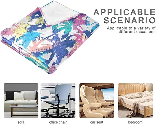 Miniatura 4 de Colourful Palm Tropical Tree Flannel Blanket Warm Microfiber All Season Use Bed Blanket 60"x90" for Camping Camping Chair Travel Adults Kids Throw
