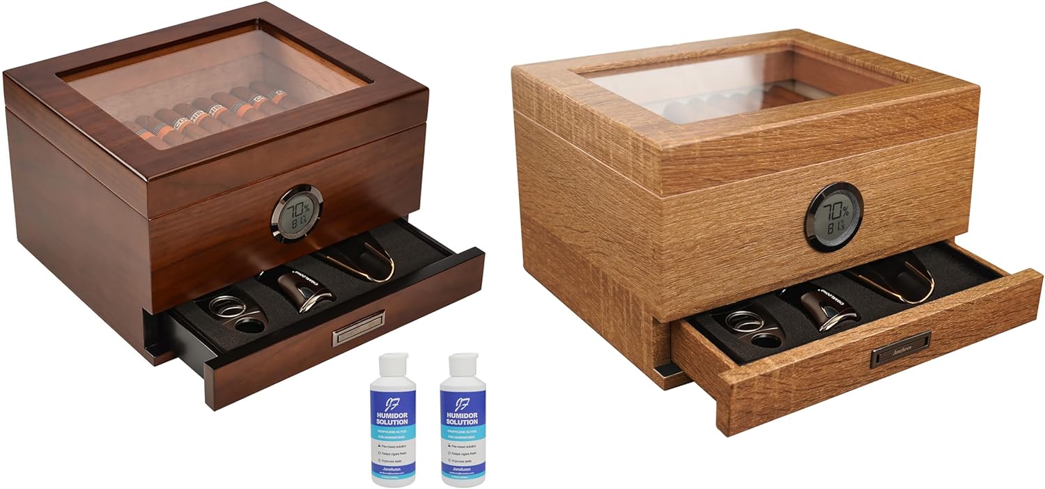 Handcrafted Spanish Cedar Glass Top Cigar Humidor Box