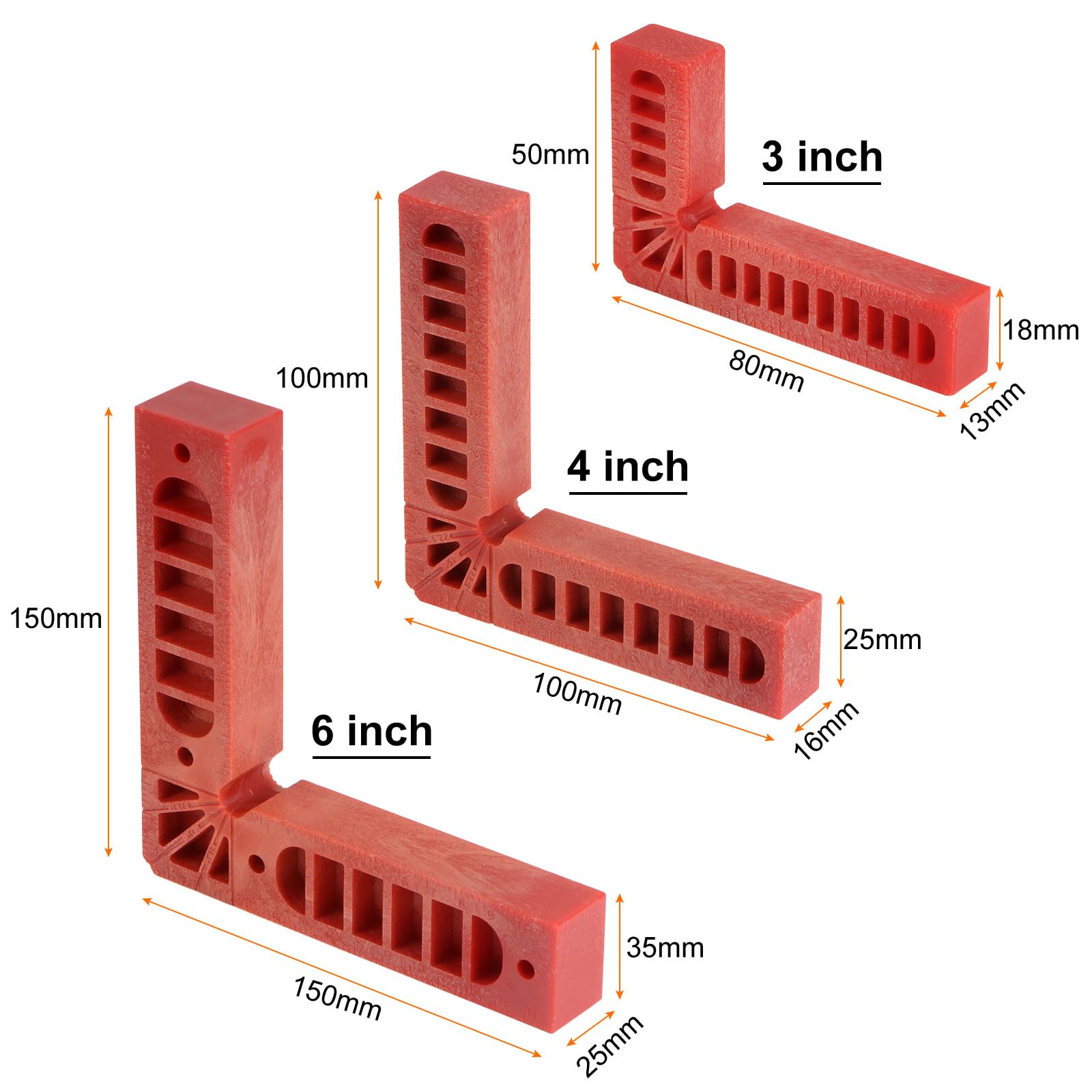 Sourcing Map 12pcs 90 Degree Positioning Squares Set 3 Sizes 3"/4"/6" (80/100/150mm) Right Angle Corner Clamps Woodworking Tools For Cabinets Picture - View #8