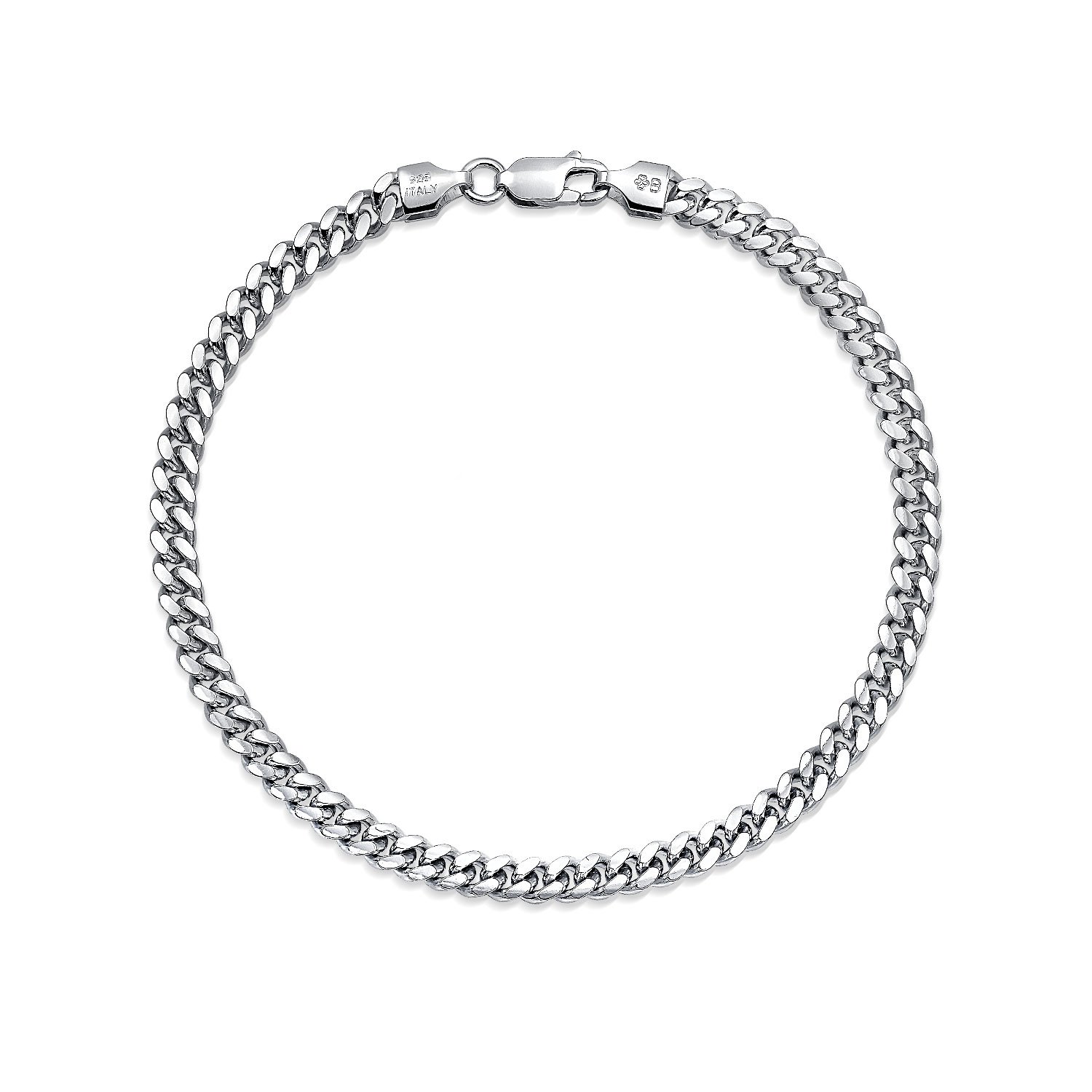 Bling JewelryMen's Big Thick Solid Heavy Braid Rope Wheat or Miami Cuban Curb Link Bracelet Unisex Plus Size .925 Sterling Silver Made In Italy 8 8.5 9 Inch