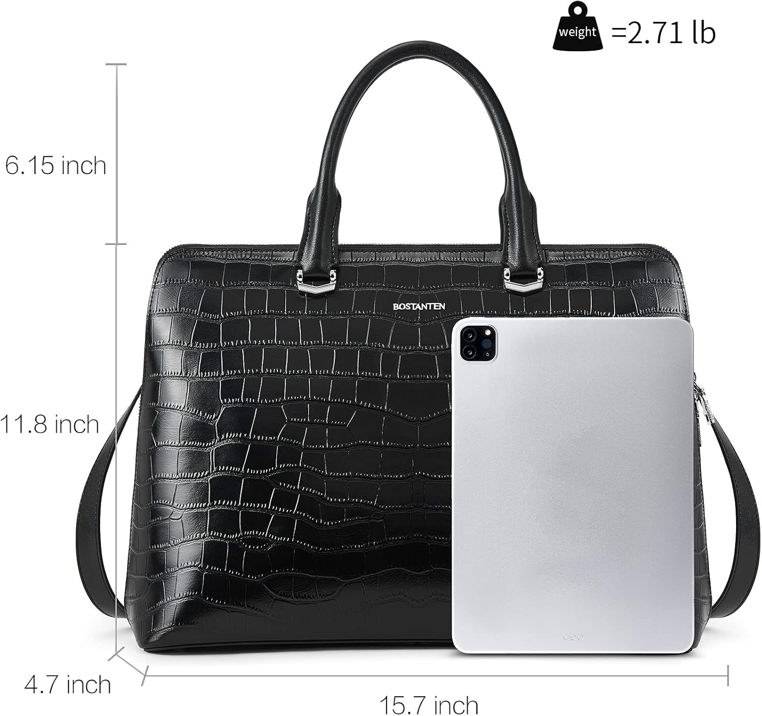 BOSTANTEN Briefcase for Women Leather 15.6 inch Laptop Shoulder Bag Office Work Crossbody Handbag - Image 5