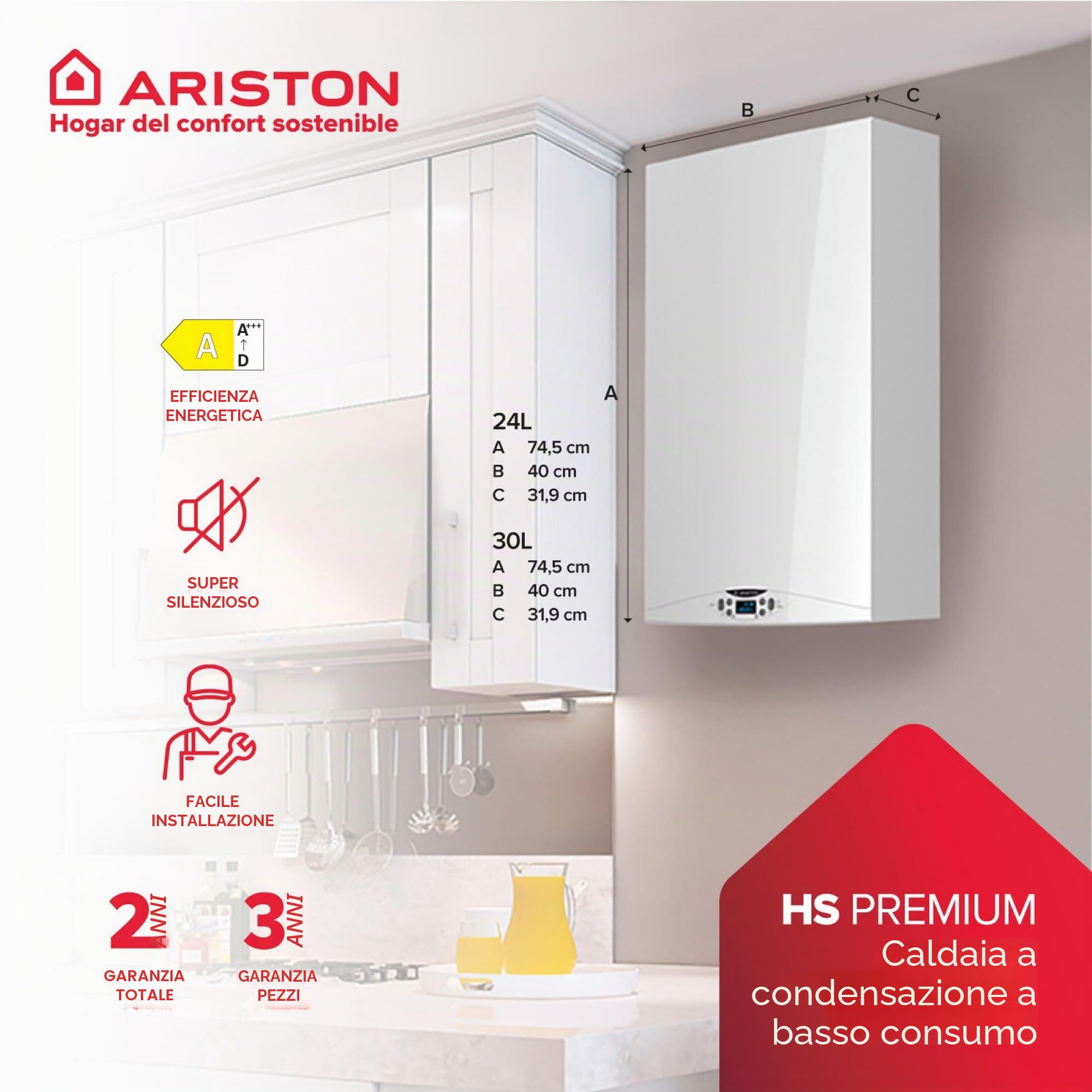 Ariston - Caldaia A Condensazione HS Premiun Compatta 24 Kw