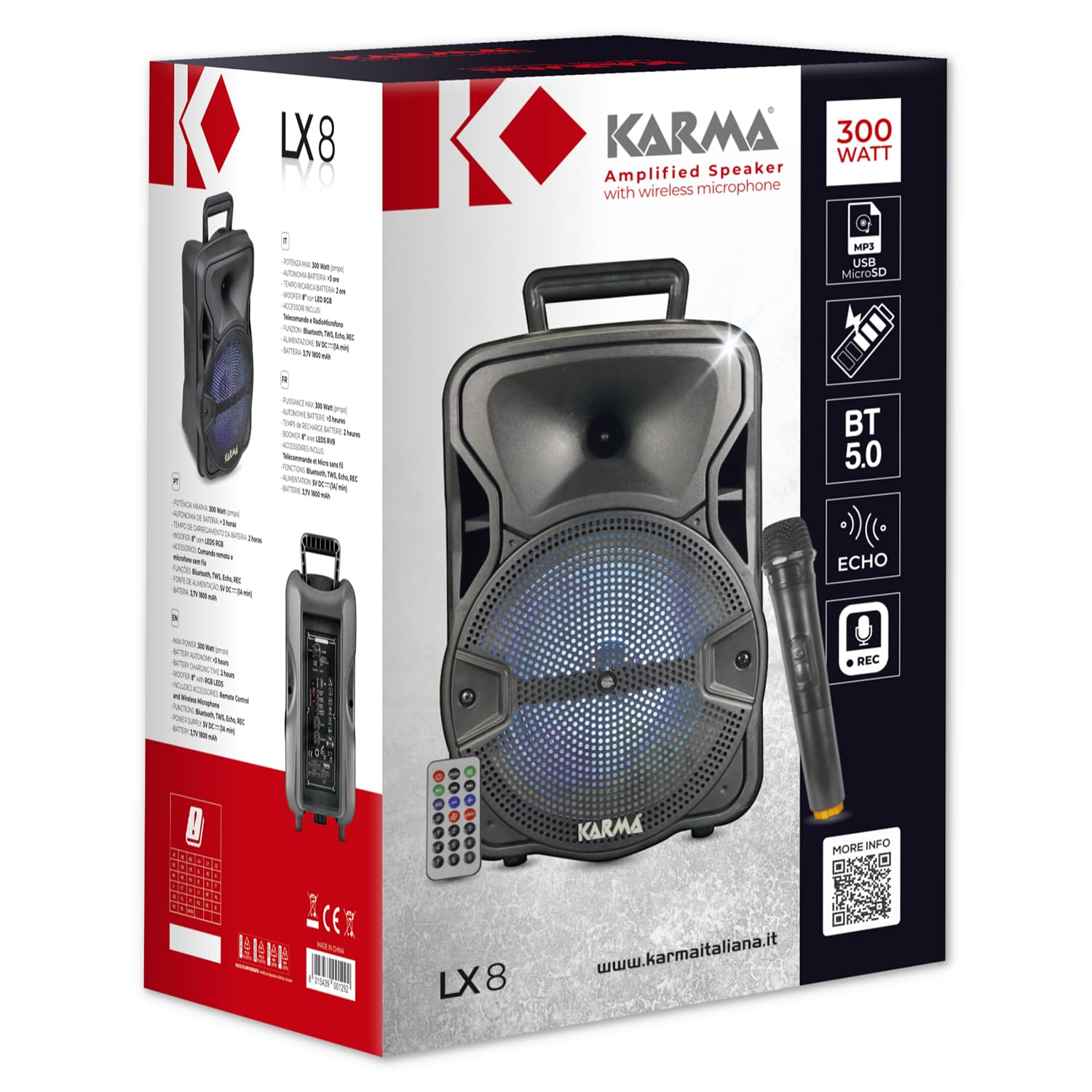 Diffusore amplificato con radiomicrofono 300W PMPO
