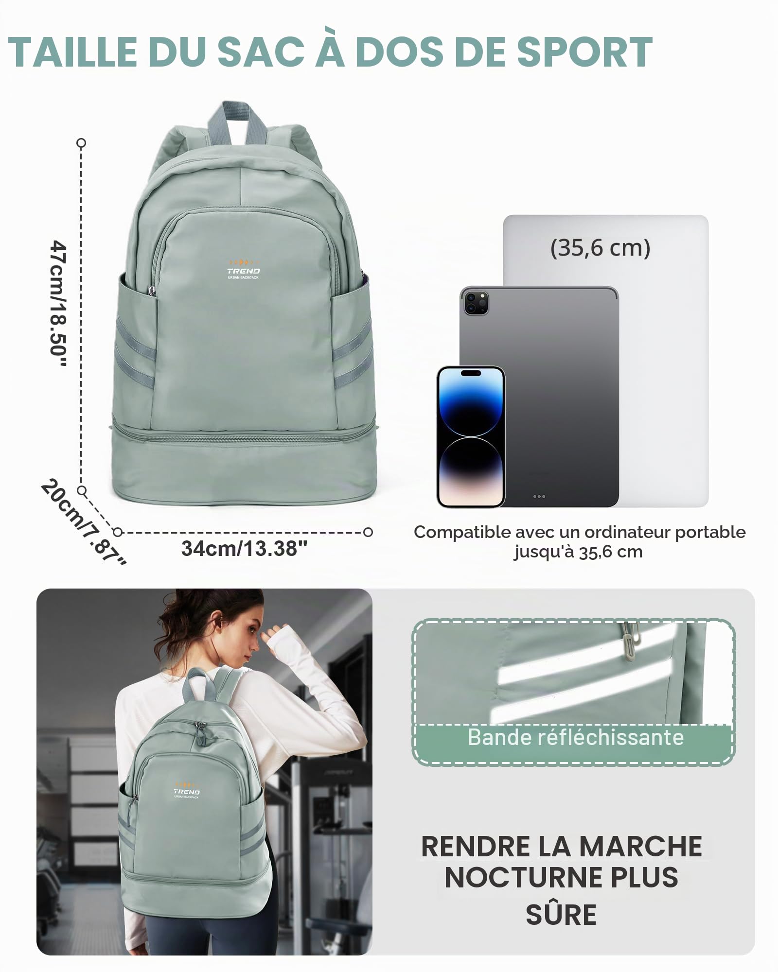 SZLX Sac à Dos Femme pour Le Sport pour Le Aptitude Voyage Nager Alpinisme Randonnée Multifonction Pliable Sac De pour La Gym avec Compartiment à Chaussures et Sac Etanche Sac Sport Imperméable Homme