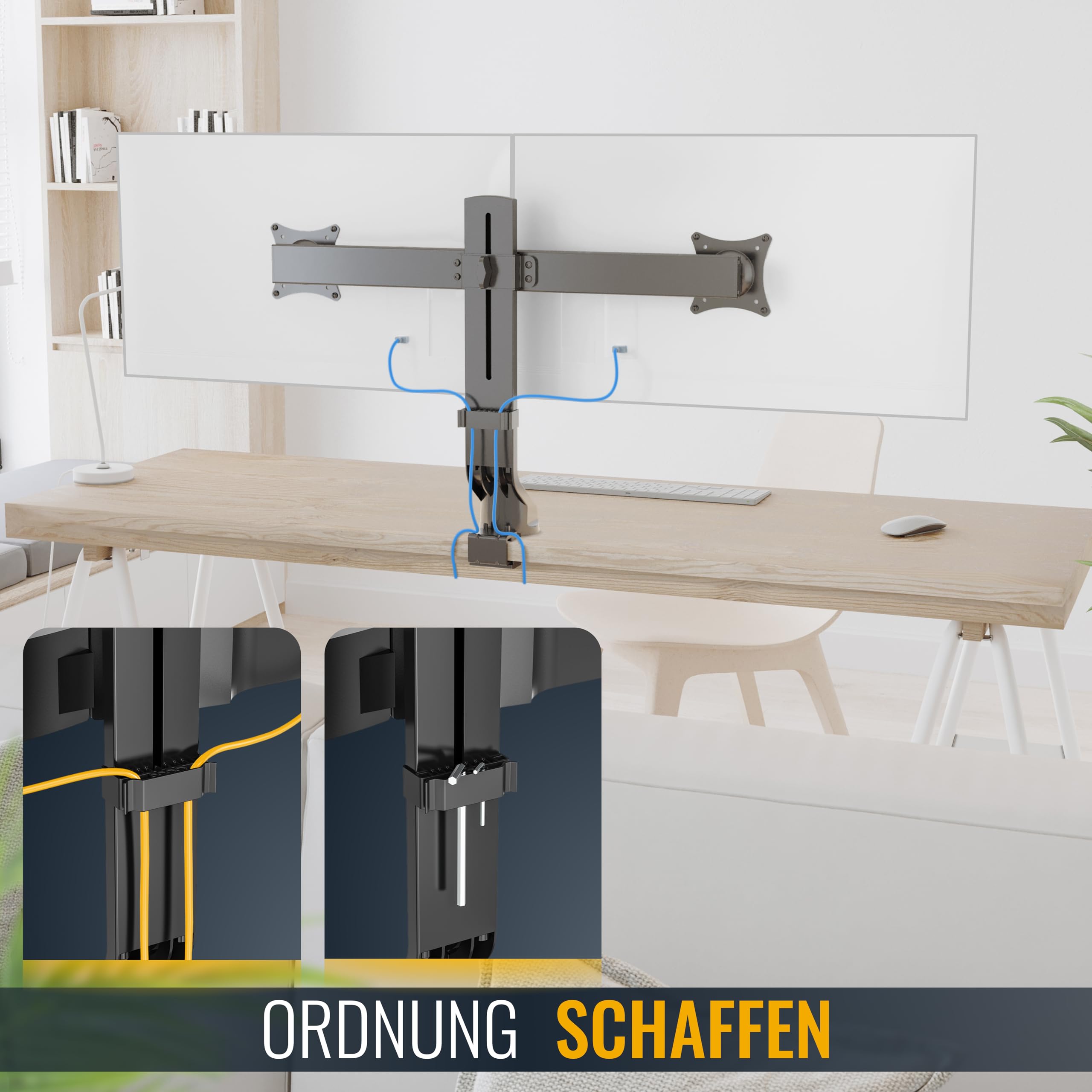 RICOO Monitor Halterung 2 Monitore Bildschirmhalterung ergonomische Dual Monitor-Arm Monitorhalterung Ständer Arme für 13-27 Zoll Bildschirm TS3811 Stand Tischhalterung Monitor-Halter
