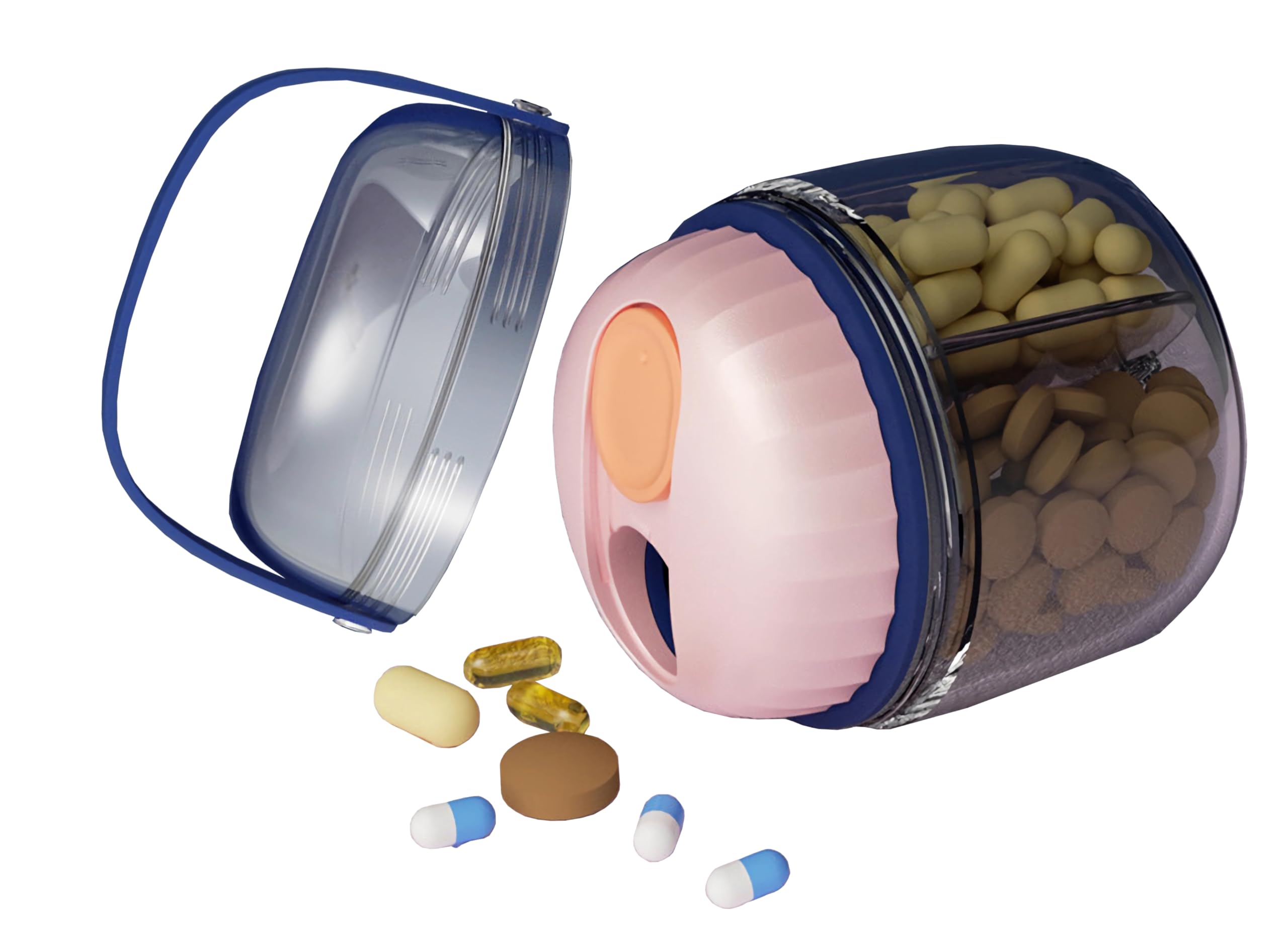 MURRI&MURRDI Pill Organizer with 4 Compartments, Travel Pill Box, Portable Case with Anti-Mixing & Wide Openings Design, Pill Container Holder for