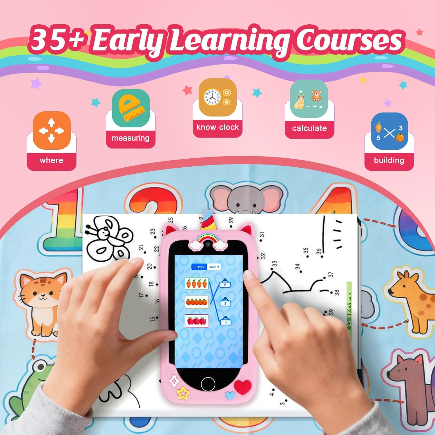 Kids Smart Phone for Boys & Girls, 3.97" Touchscreen Learning Toddler Toy Phone with Dual Camera, 200+ STEM Games, Music Player, Ideal Educational Gifts for Ages 3-10 Christmas, Birthday, Travel