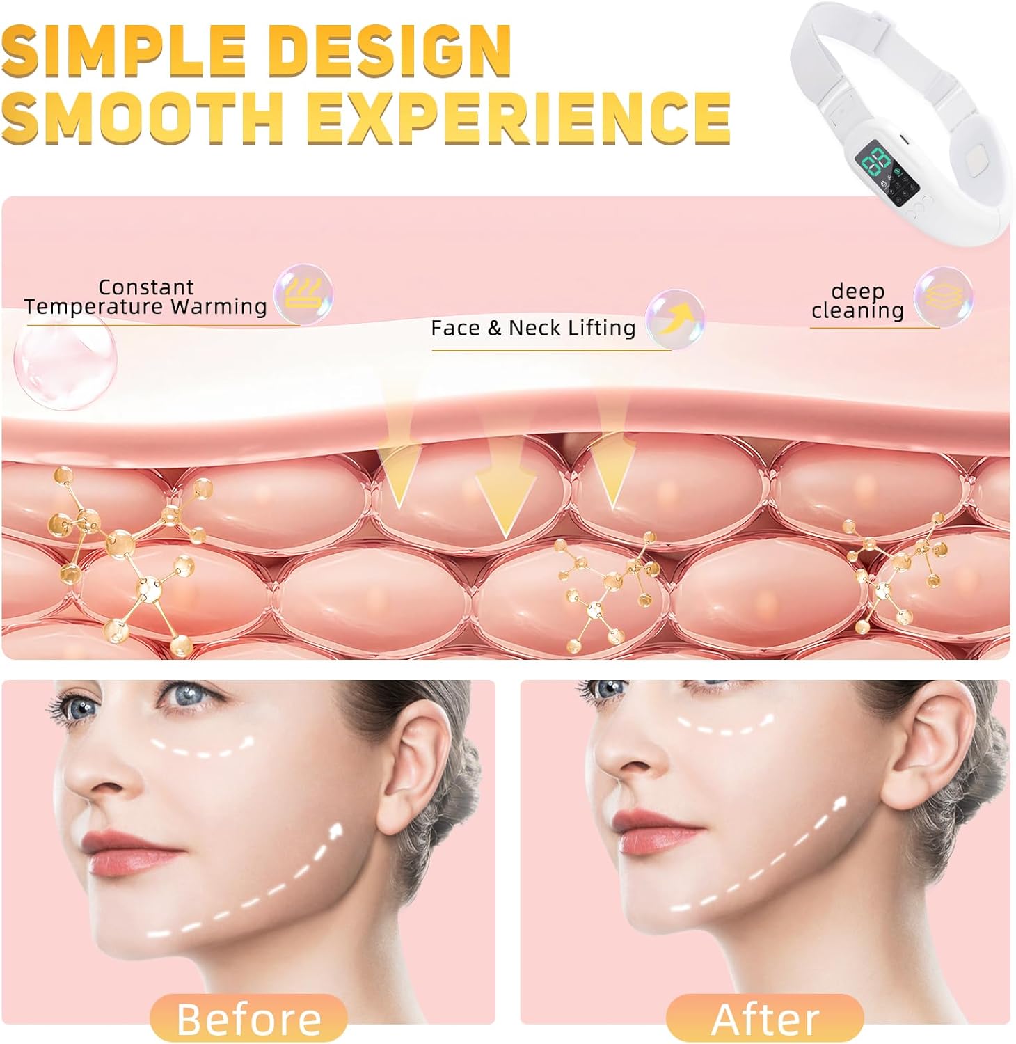Double Chin Machine, V Face Beauty Device for Woman 8 Modes and 15 Intensity Levels Electric Double Chin Device, Smart Double Chin Face Device with Magnetic Massage - Image 7