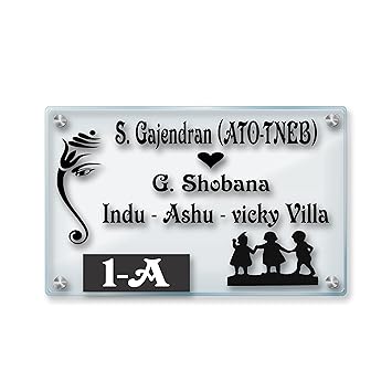 BIRD'S MIND Customised Personalised Acrylic Name Board Plates Home Decor Outdoor Glass Outside House Apartment Bungalow L x H 12 Inch X 8 Inch