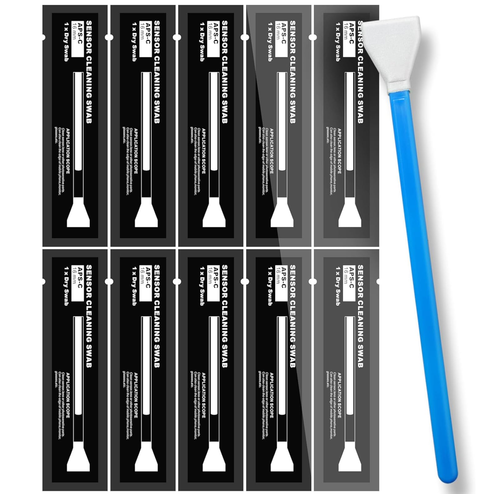 10 Pcs Sensor Cleaning Swabs, Camera Cleaning Kit Camera Sensor Cleaning Kit Sensor Cleaning Kit Suitable Camera Lens Maintenance Mirrorless Camera Care DSLR Sensor Cleaning Photography Equipment Care-image-3