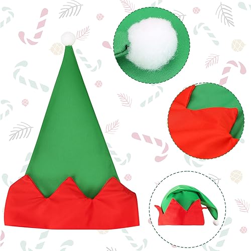 Miniatura 6 de LOVEINUSA Juego de delantal y sombrero de elfo de Navidad, delantales de Papá Noel, sombreros de cosplay para fiesta de Navidad, suministros de