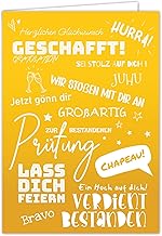 Congratulations Card for Passing Exam - High Quality Graduation Greeting Card, Graduation Gift, Graduation, Education, Bachelor, Driving Licence, Exams, Funny Congratulations Card (Yellow)