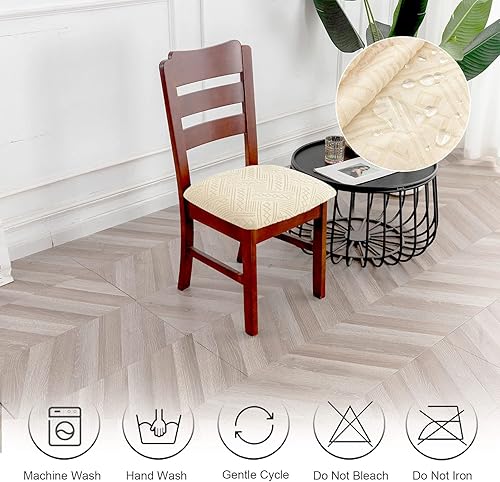 Miniatura 7 de Genina Fundas de asiento para silla impermeables para sillas de comedor, fundas de asiento elásticas para comedor, funda protectora para silla de