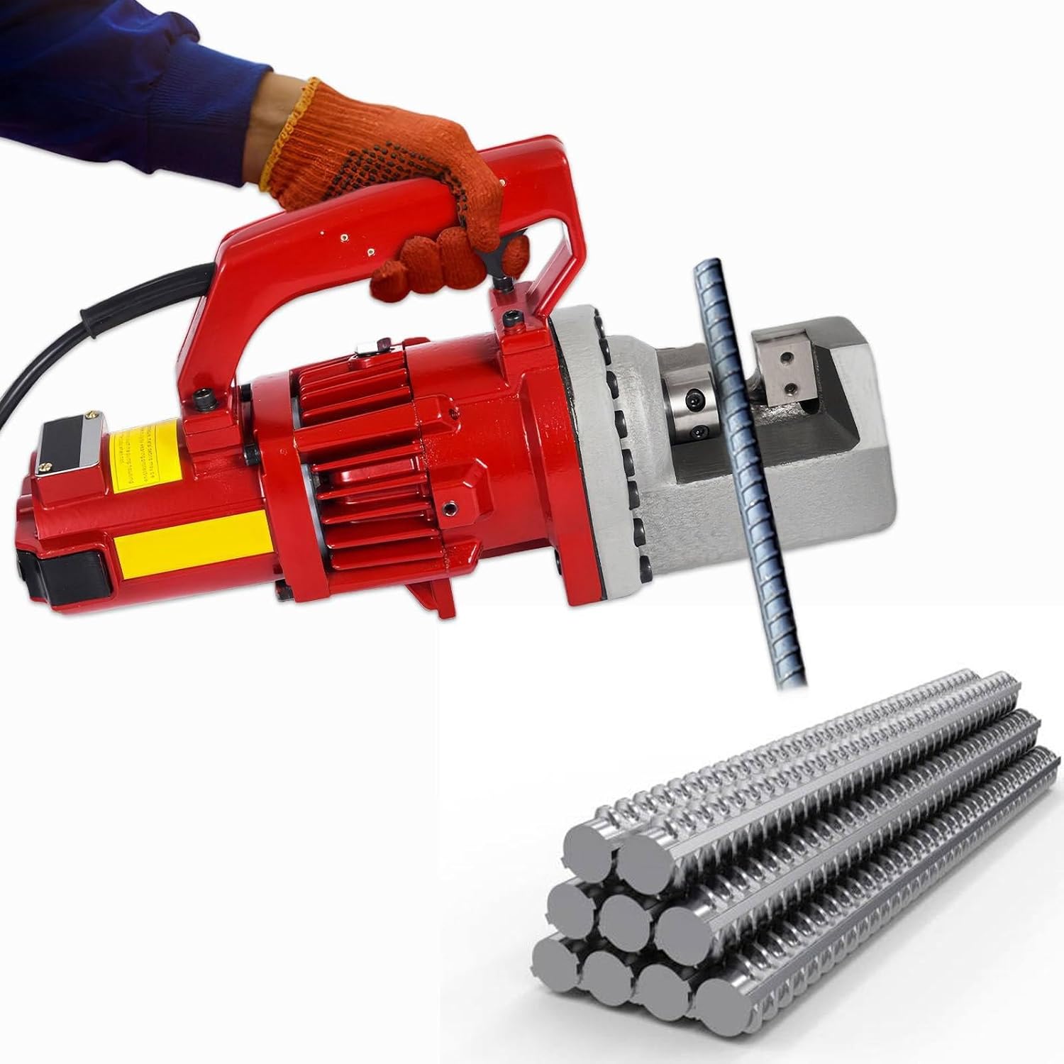 1250W Hydraulic Bolt Cutter, 4-20mm Electro-Hydraulic Concrete Cutter, Concrete Tools, Portable Electric Cutting Pliers Red