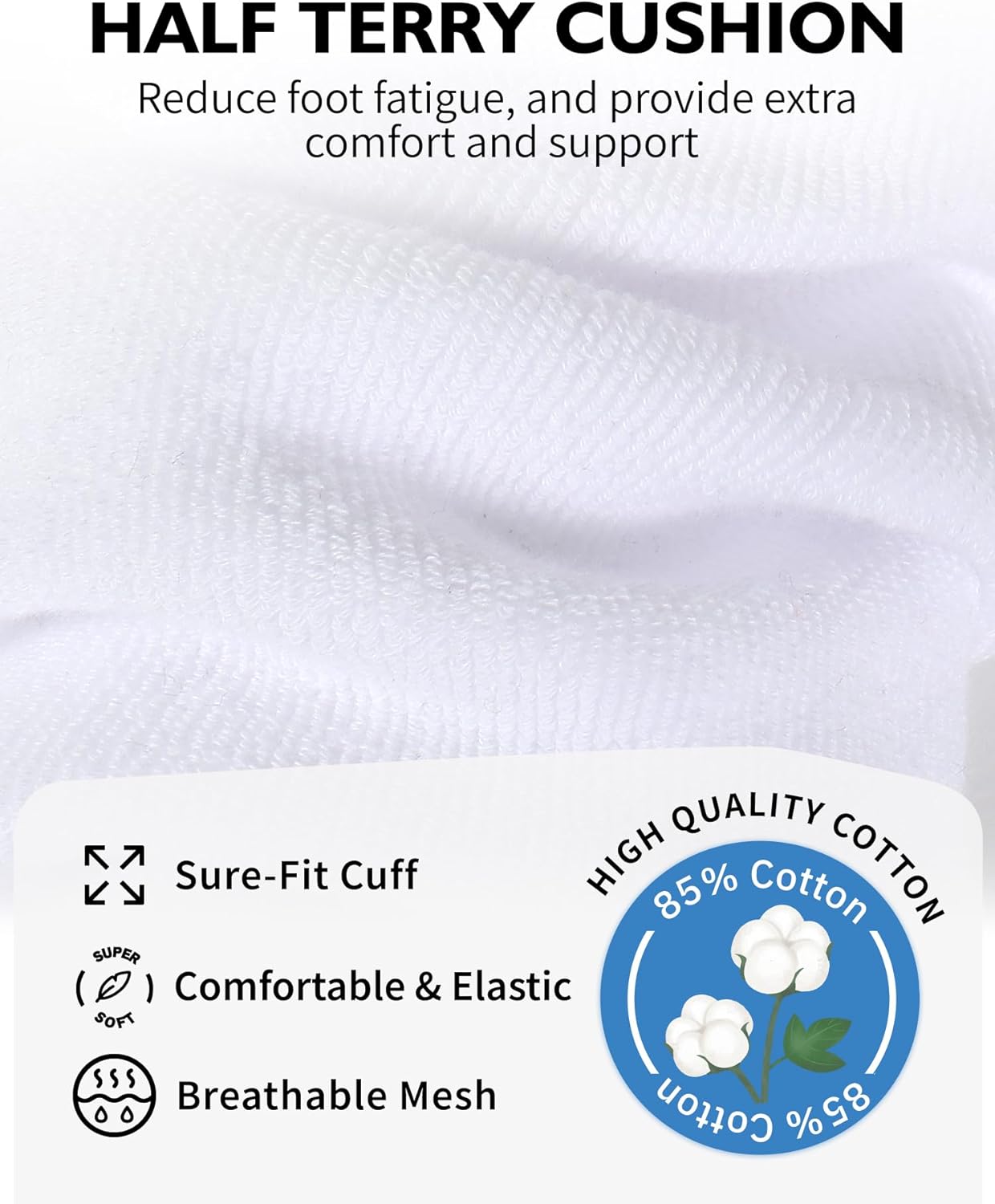 CLOSEMATE 7 Pairs Ankle Athletic Running Socks for Men Women - Comfortable Cotton Cushioned and Anti-Blister - Image 6