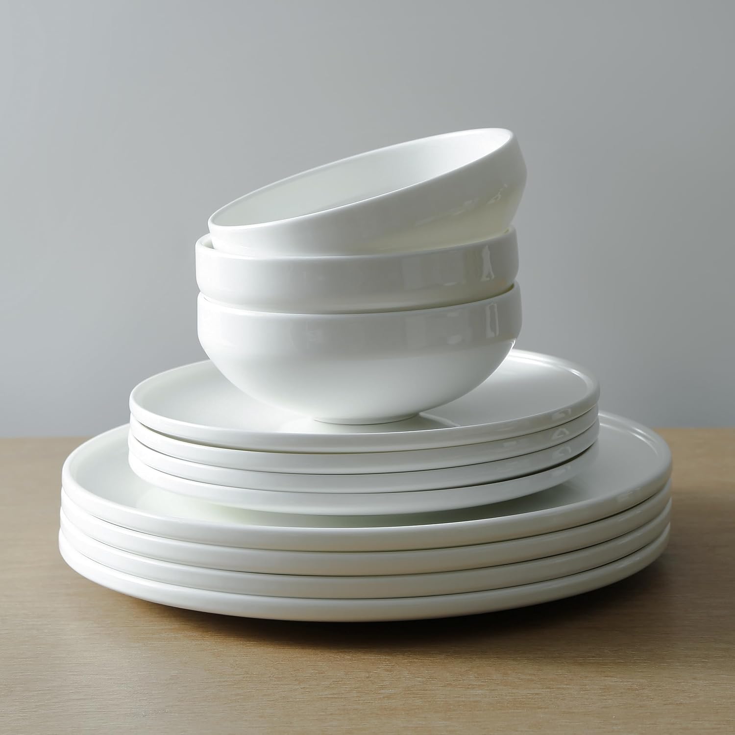 Stone Lain Quinn Bone China 12-Piece Dinnerware Set, White