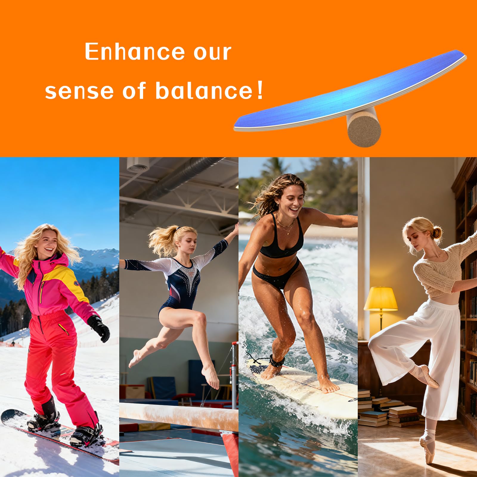 Balance Board Erwachsene,Holz Balance Board Set Mit Korkrolle,Kork Halbkugel und Gummiball,Balance-Trainer mit rutschfester Oberflächenbehandlung