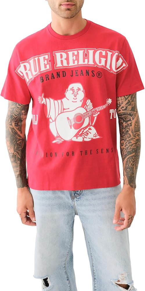 True Religion Men's Relaxed Exaggerated Icon Tee, TR-V Red, S