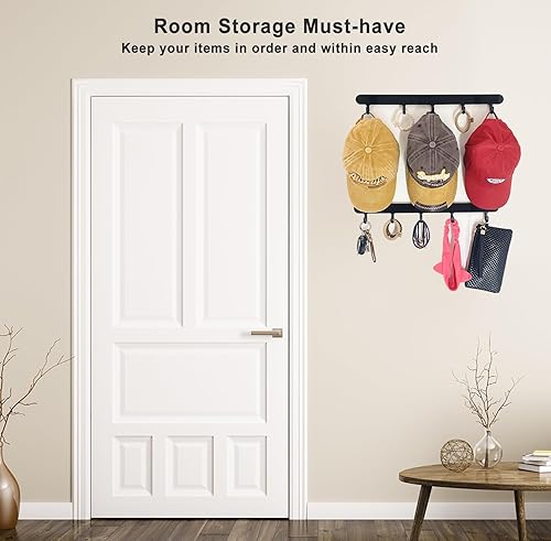 Miniatura 6 de ETOWIFA Organizador de sombreros para gorras de béisbol hasta 37, soporte para sombreros sobre la puerta para armario con 7 bandas de fieltro y 3