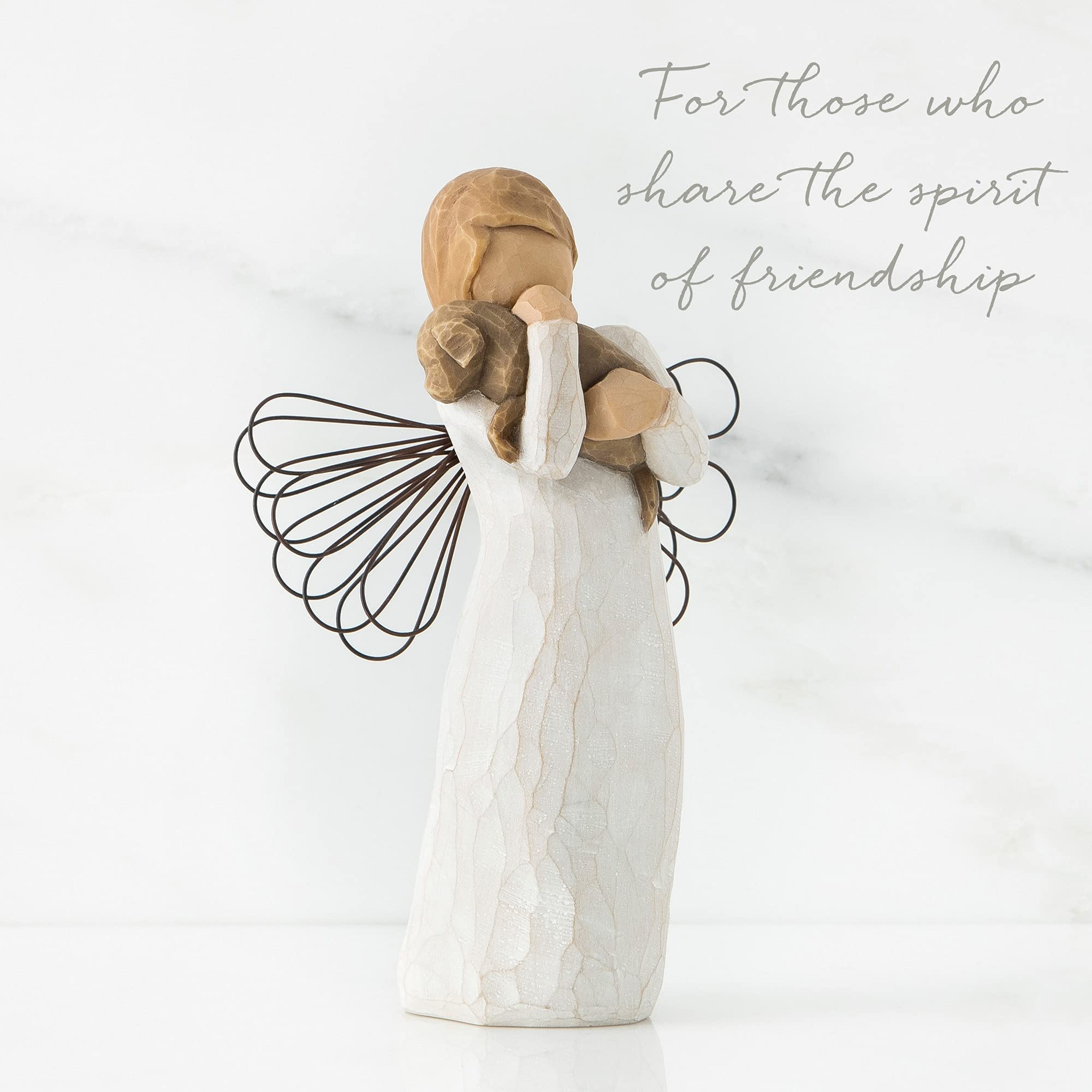 Willow Tree Figurina Angelo Dell'Amicizia, Resina, Design Di Susan Lordi, 13 Cm, Beige (Natur)