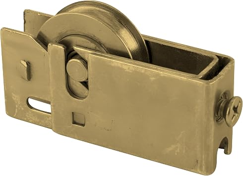 Brixwell Sliding Patio Door Roller Assembly with 1-1/8" Steel Wheel, 1" Height, 1-7/8" Length, 17/32" Width, Dichromate Finish for Sliding Door Hardware and Door Roller Replacement Applications