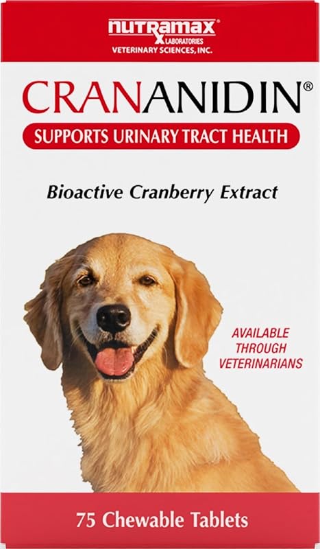 Suplemento urinario y de vejiga para perros Nutramax Crananidin, tableta masticable, 75ct | Comprimidos masticables de extracto de arándano para apoyar la salud urinaria y el suplemento de apoyo a la vejiga para perros, todas las razas y tamaños, todas las edades