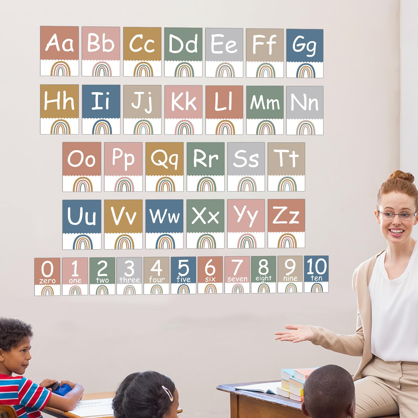 Letters For Classroom Wall 37-Piece Boho Rainbow Alphabet Bulletin ...