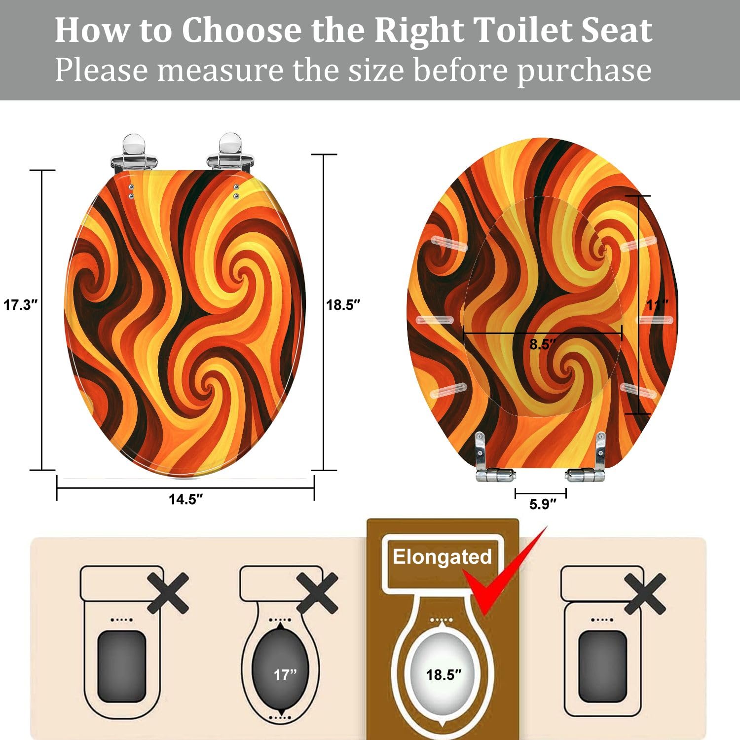 Asiento de inodoro alargado para baño