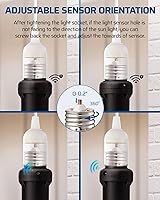 Vista 3 de DEWENWILS Toma de sensor de luz, adaptador de enchufe de luz E26/E27, rotación de sensor de 360°, enchufes de bombilla del atardecer al amanecer