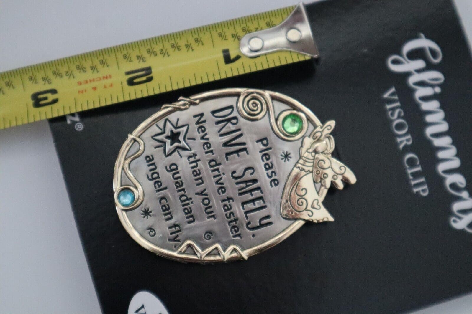 Please Drive Safely Never Drive Faster Than Your Guardian Angel Can Fly Car Charm Sun Visor Clip Religious Gifts for Christians or Catholics, Charms for Travel Protection | Festive Bag & White Box