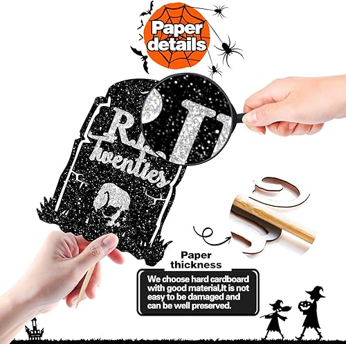 Miniatura 6 de Decoración negra para tartas de los años veinte con purpurina y texto "Dirty Thirty/Cheers to 30 Years", suministros de decoración de fiesta de