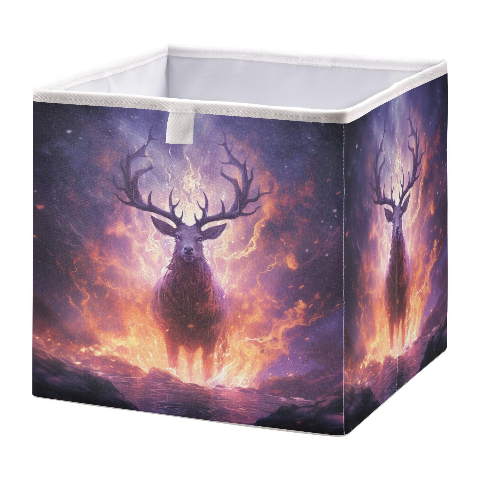 Fired Angry Deer Large Capacity Clothes Toy Storage Bag Organizer Open Baskets Nursery Bins with Dual Handles for Home Office