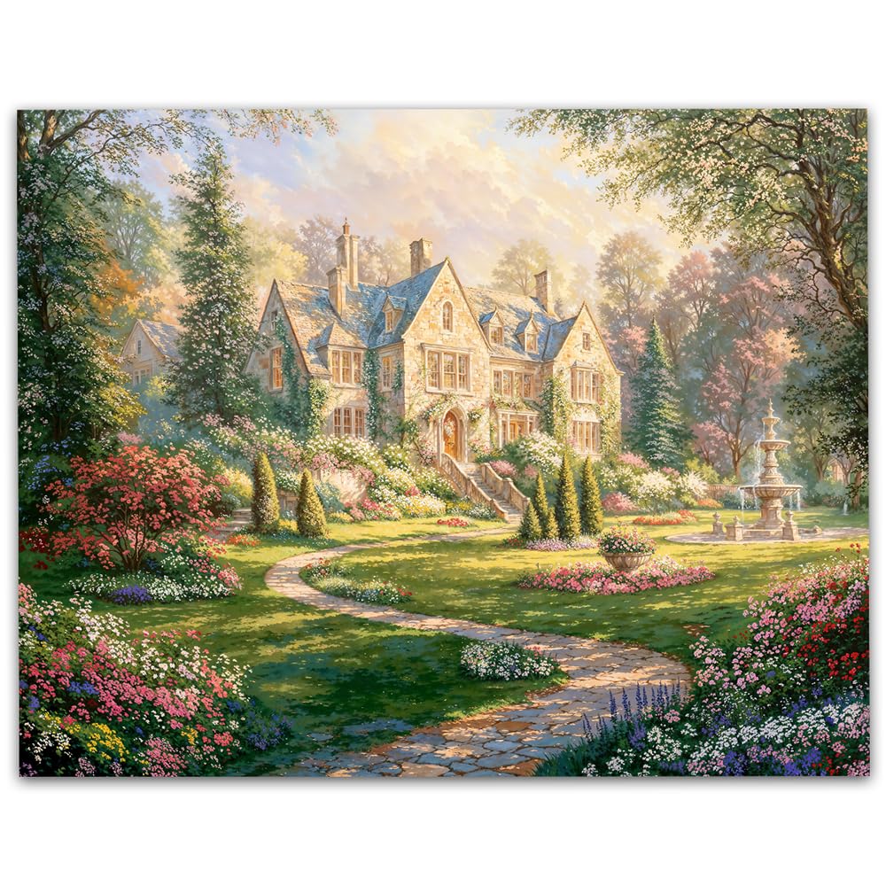 Amazon.com: The Manor Garden: Grand Estate Wall Art 11x14 Unframed
