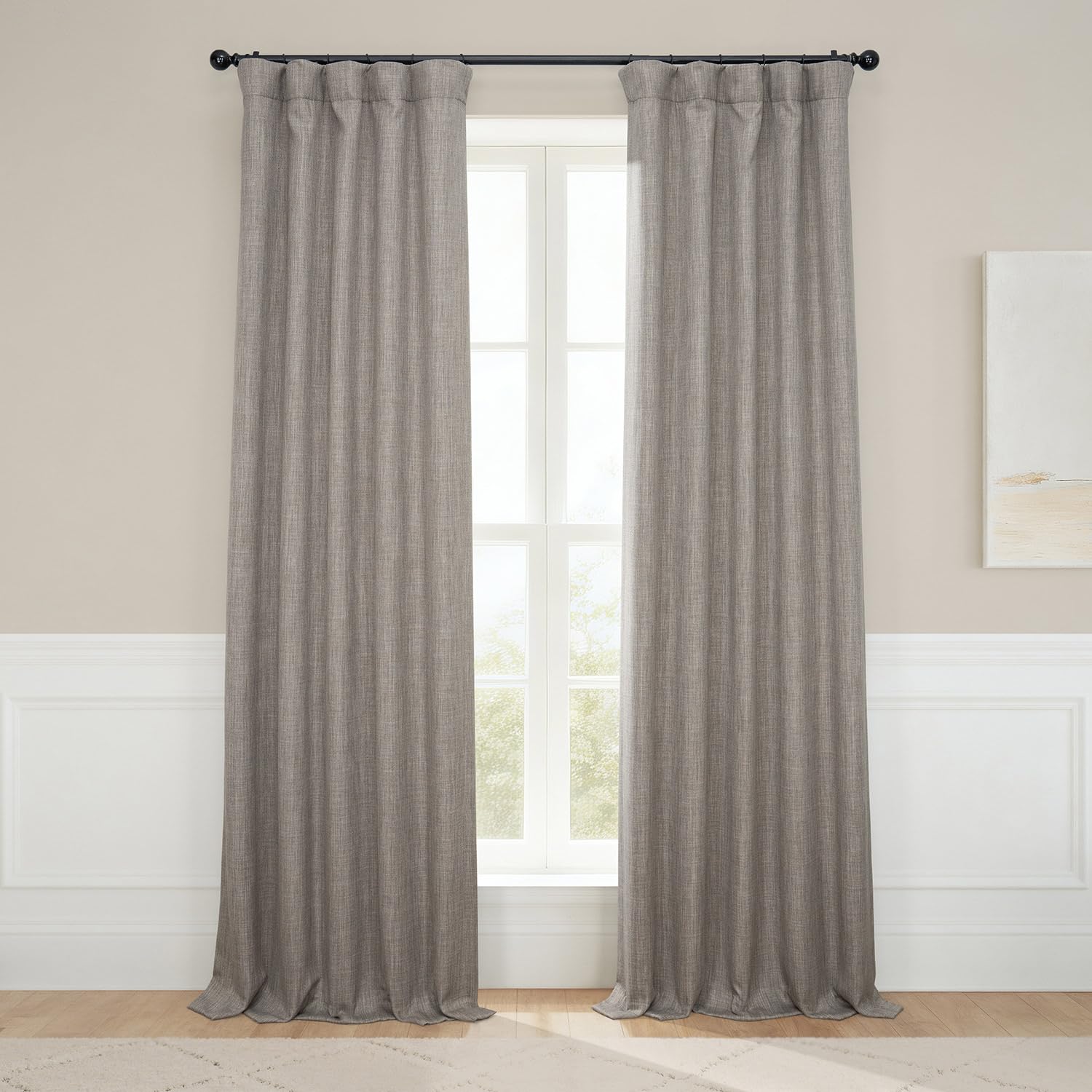 HPD Half Price Drapes Faux Linen Textured Room Darkening Curtains for Bedroom 108 Inches Long (1 Panel), 50W X 108L Curtains for Living Room Home Decor, Mink