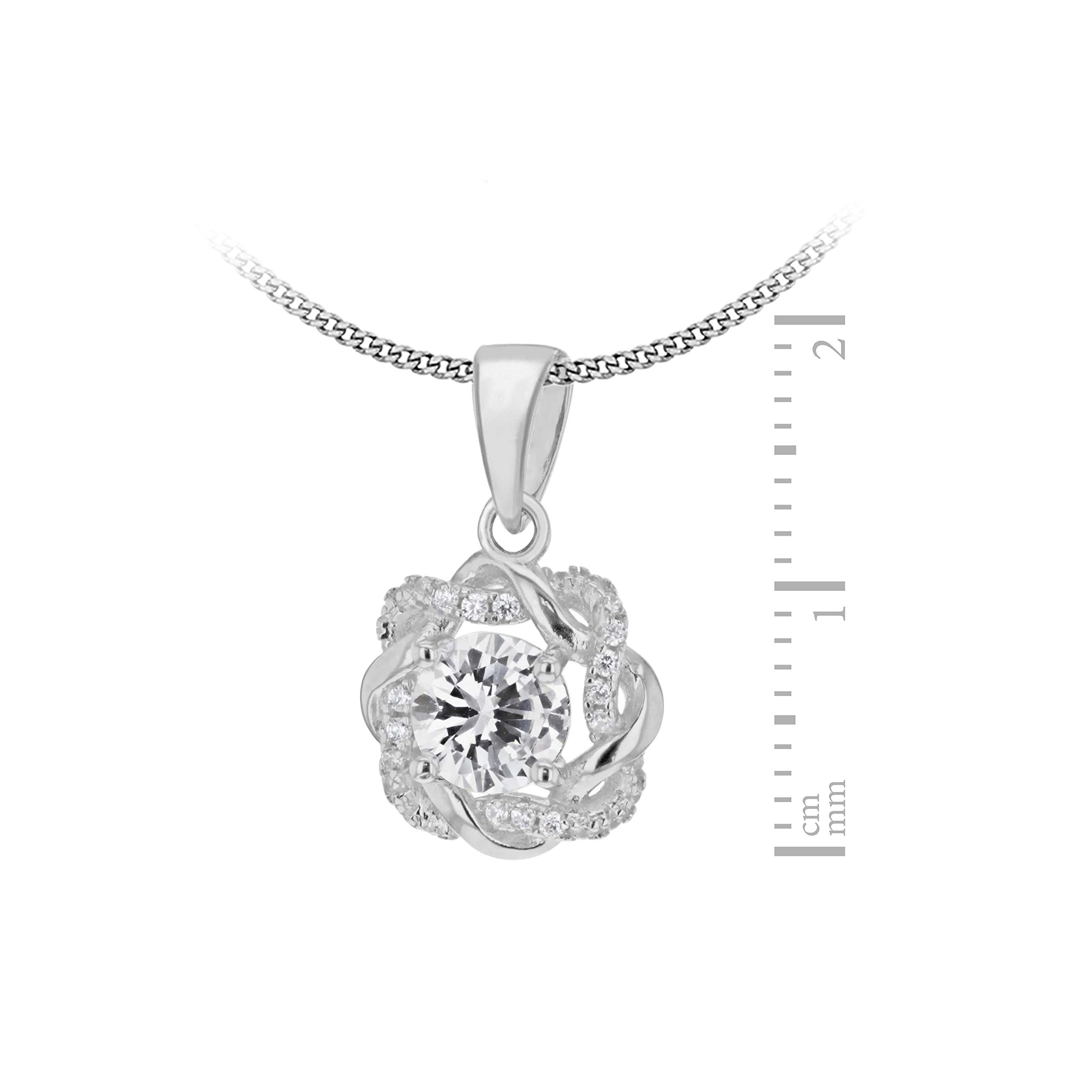 Tuscany Silver Damski srebro Sterling rodowane CZ skręcony wisiorek na łańcuszku o splocie pancerka - 46 cm / 18 cali
