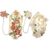 Sgbvzbd Metal Bookmarks - 2 Pack, Red & White Rose Designs, Perfect for Women Readers (BKM-043-001)
