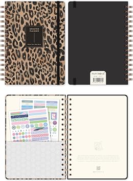 PAPERORA A5 Spiralli Süresiz Planlayıcı Ajanda Leopar - 15x21