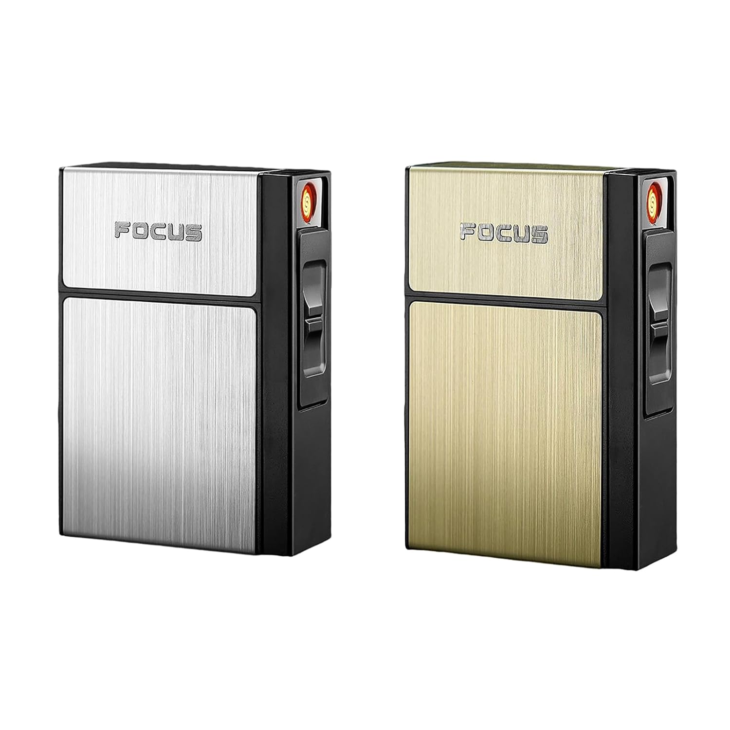 Cigarette Case- with USB Rechargeable Flameless Lighter - Holds 20 Regular Cigarettes, Windproof, Moisture-Proof, Smell-Proof, Compact Design - Ideal Gift for Men and Women Smokers