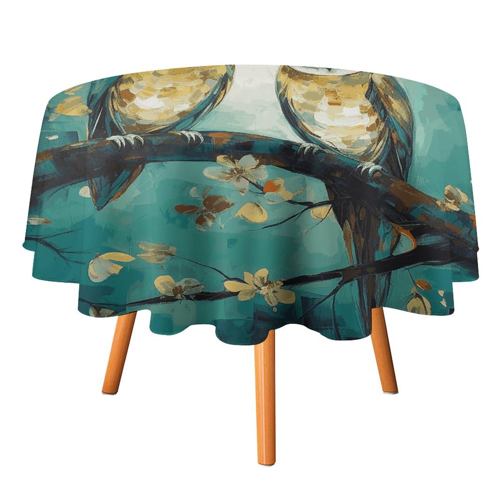 Nappe ronde en polyester imprimé chouette lavable 177cm