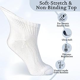 +MD Diabetic Socks for Men Women-6 Pairs Ankle Non-Binding Extra Wide, Seamless Circulator Socks for Edema 13-15 3Blk/3Wht