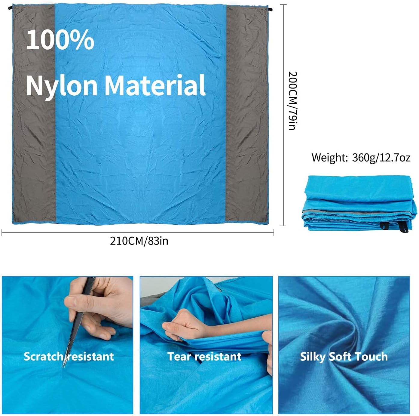 BHMS Beach Blanket,Sandproof Beach Mat Oversize 83" X 79" for 4-7 Adults Outdoor Sand Free Quick Drying Portable Soft Lightweight Beach Blanket Mat for Picnic Travel Camping Hiking