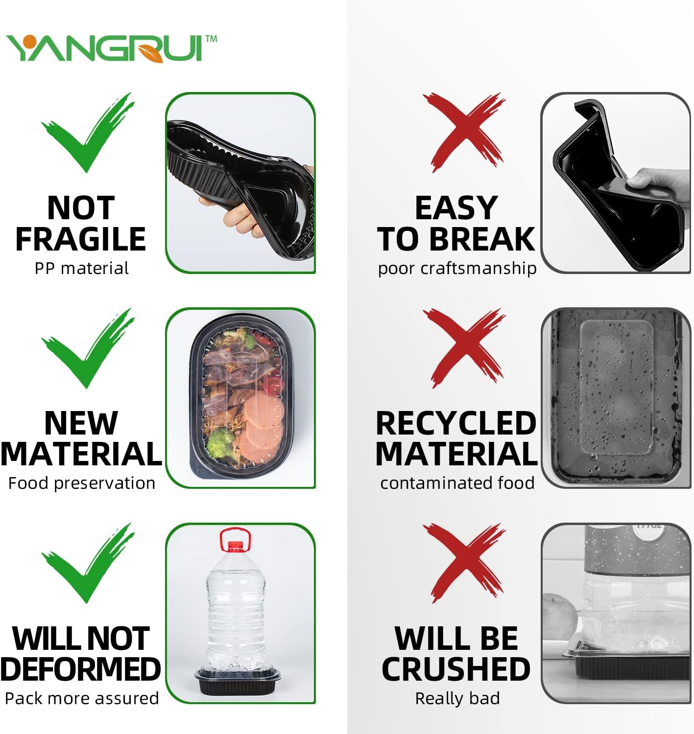 YANGRUI Take Out Containers, Shrink Wrap 45 Pack 26 oz Reusable Machine Washable Extra Thick BPA Free Meal Prep Container Microwave Freezer Safe Leak Proof To Go Boxes