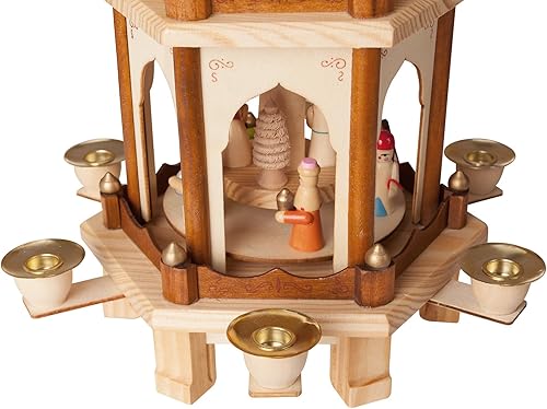 Miniatura 6 de Decoración navideña, de Brubaker, carrusel piramidal de varios niveles, 6 portavelas y figuras pintadas a mano, hecho en Alemania