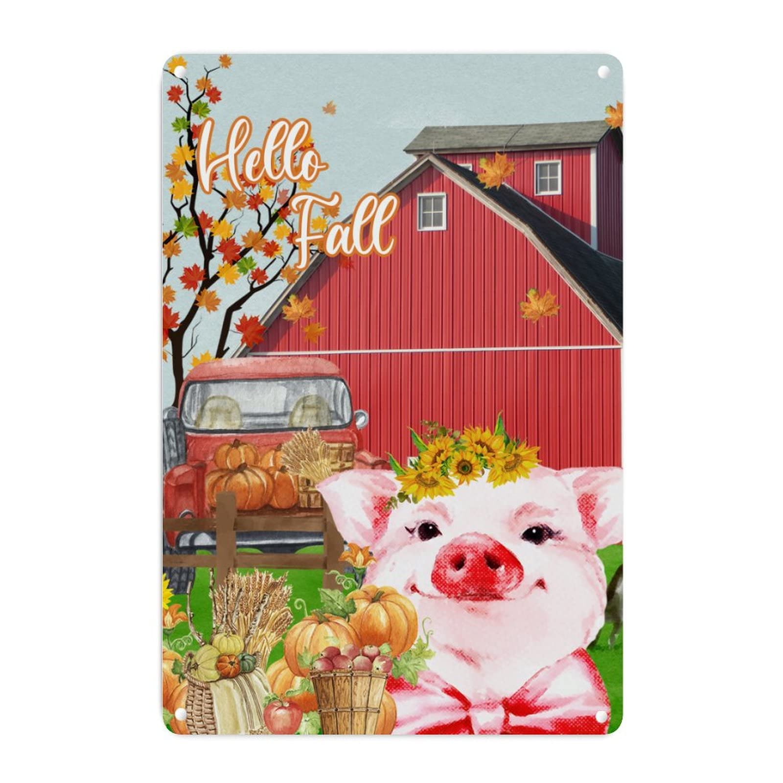 Décoration Hello Fall au charme d'antan, le souvenir des récoltes sur panneau aluminium