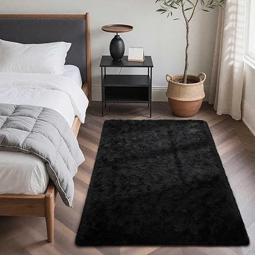 Miniatura 3 de Lascpt Alfombras de área para sala de estar, supersuaves y esponjosas para dormitorio, alfombra de pelo peludo gris, 3 x 5, alfombra de felpa para